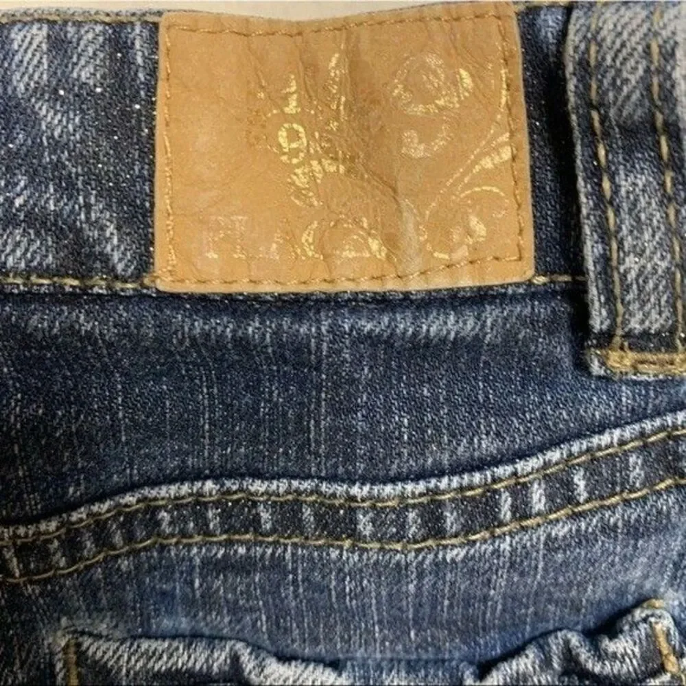 GIrls Jean Skirt Children's Place Glitter Shimmer Denim Bows & Gem Detail